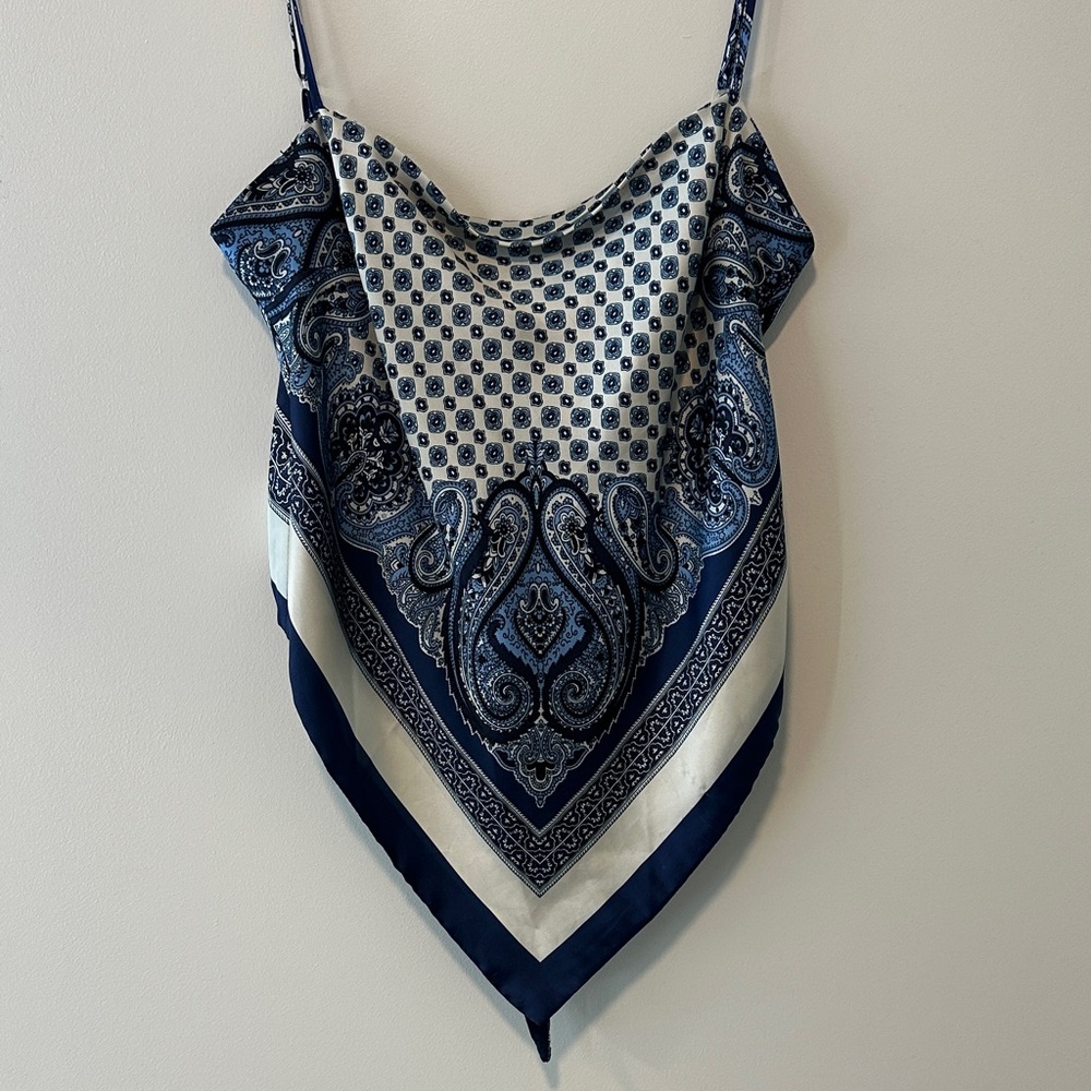 Blue and White Paisley Bandana Tank Top